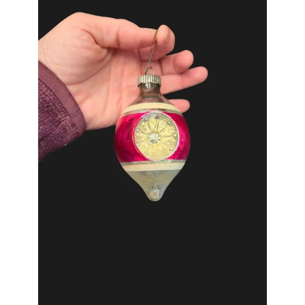 Vintage Shiny Brite Ornaments double Indent Bell Teardrop Mercury Glass bulbs 6 - Picture 10 of 16